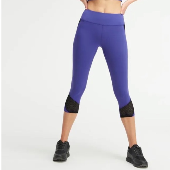 DKNY Mesh Panel Cropped Legging, Blue/Black, XS - Picture 5 of 5